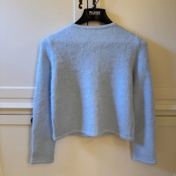 ANN TAYLOR NWT M Brushed Sweater Jacket in Light Blue - Picture 2 of 2